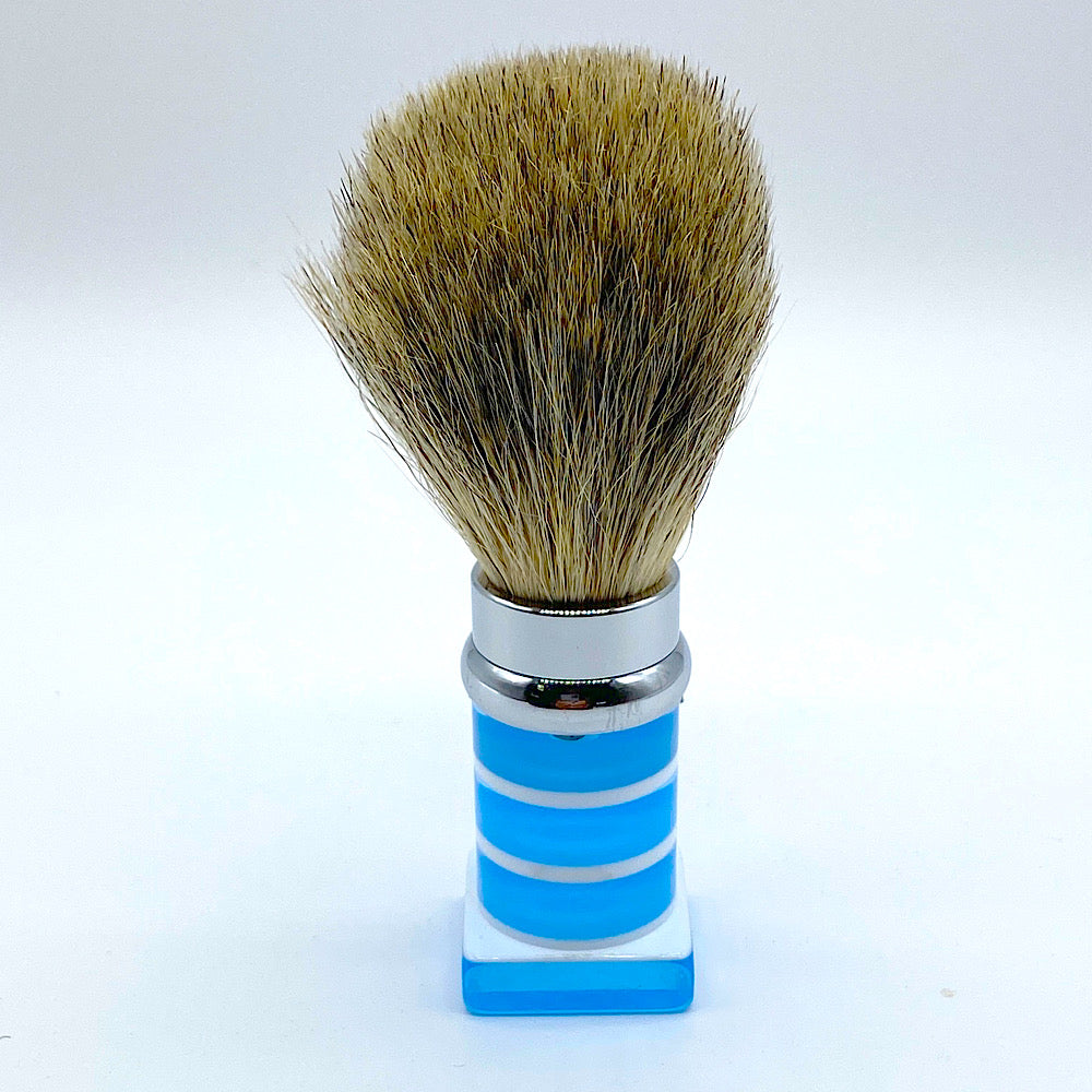 訳あり!アナグマ毛の交換式ブラシ 青色