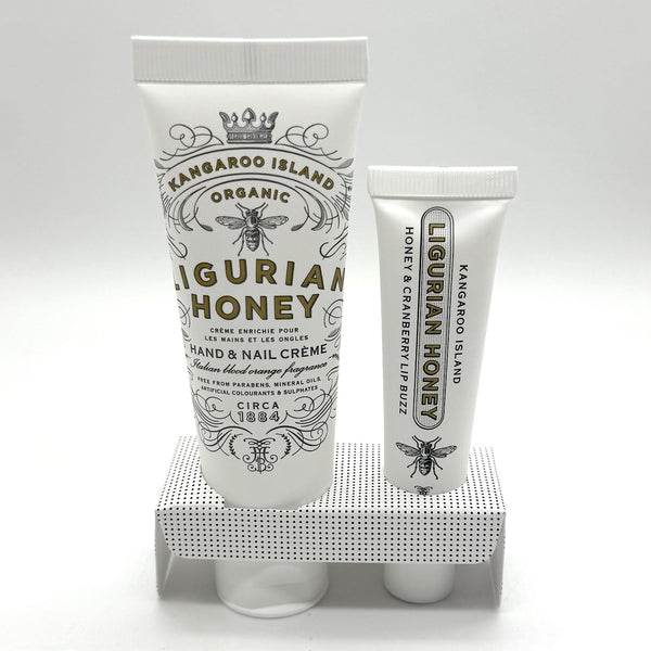 With high-quality mousse. Honey scented lip balm and hand cream Essential Duo Pack 