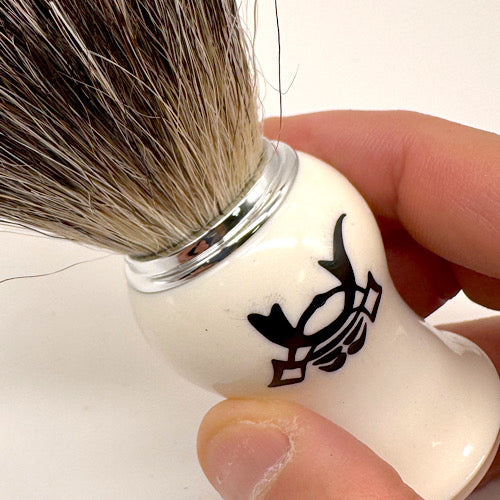 Spazzola per badger Puro bianco KABUTO for REGALO　名入れ不可　カップ付き
